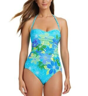 Bleu by Rod Beattie Women's Multicolor Ruched One-Piece Swimsuit 12 NWT